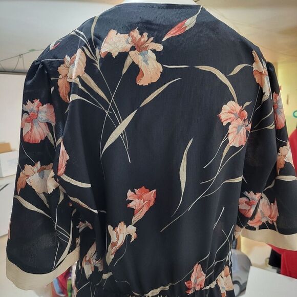 Vintage Iris Floral Faux Wrap Front Midi Dress - Picture 6 of 14